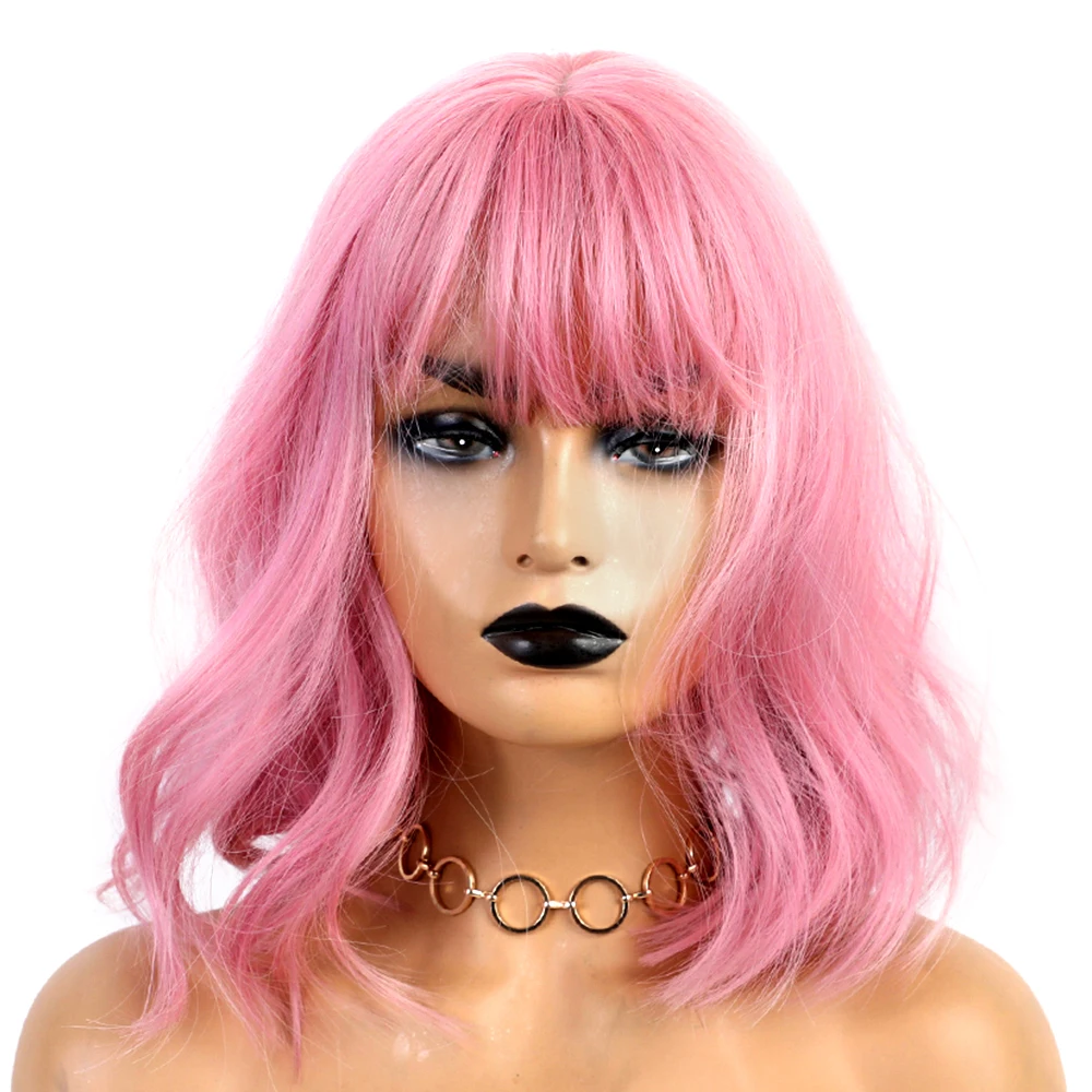 

INHAIRCUBE 5 Colors Short Womens Wigs Natural Hair Pink Dark Brown African American Blonde Synthetic High Temperature Fiber