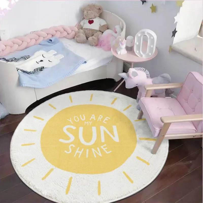 

Children's Room Cartoon Round Thickened Bedroom Carpet Lovely Environment-friendly Bedside Carpet Crawling Carpet Household