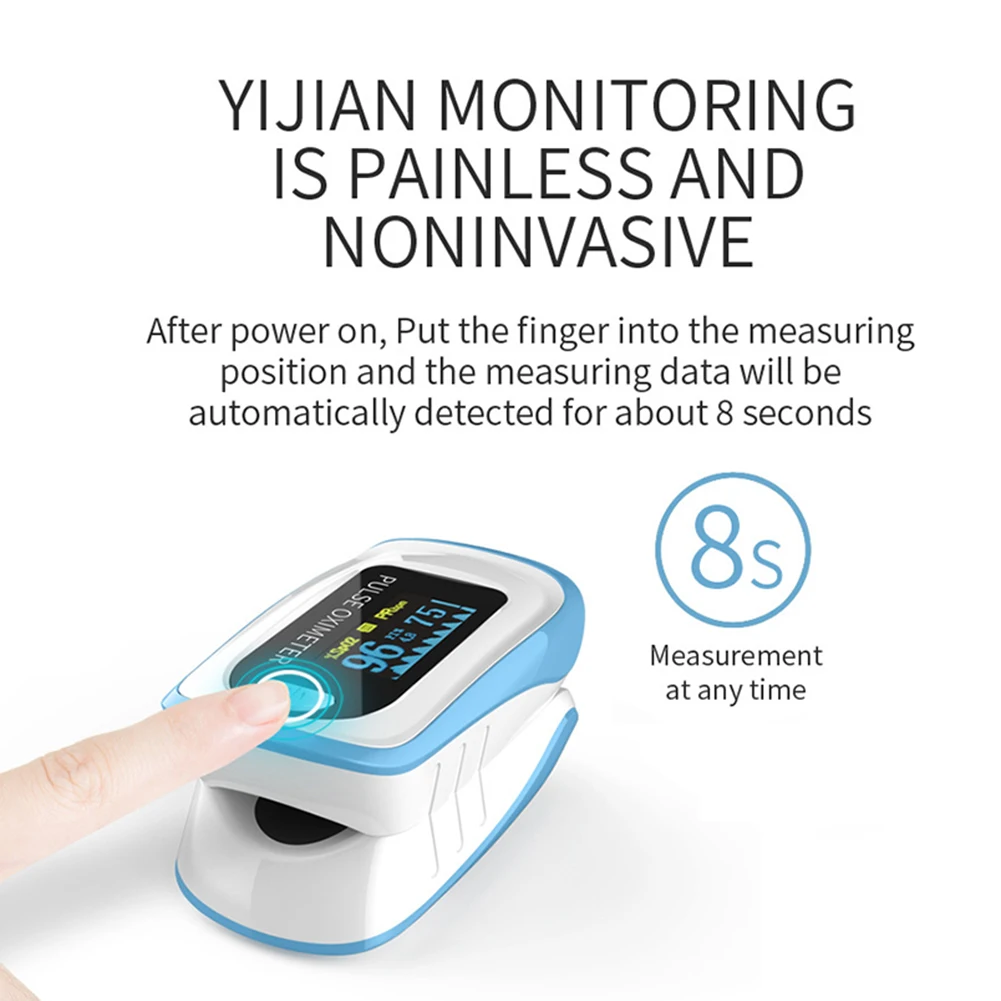 

Portable Fingertip Pulse Oximeter OLED Blood Oxygen SPO2 Blood Oxygen Heart Rate Meter Battery Powered Digital Finger Pulse