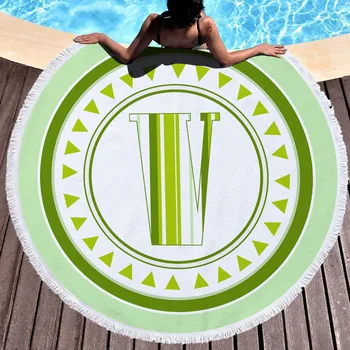

Printed letters Blanket Women Bath Towel for Beach Thick Round 3d print Fabric Quick Compressed Towel new style-6