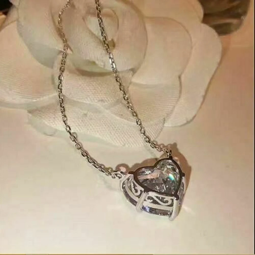 Huitan Luxury Big Heart CZ Women Pendant Necklaces Simple Versatile Female Party Gift Daily Wear Statement Jewelry Drop Shipping - Image 6