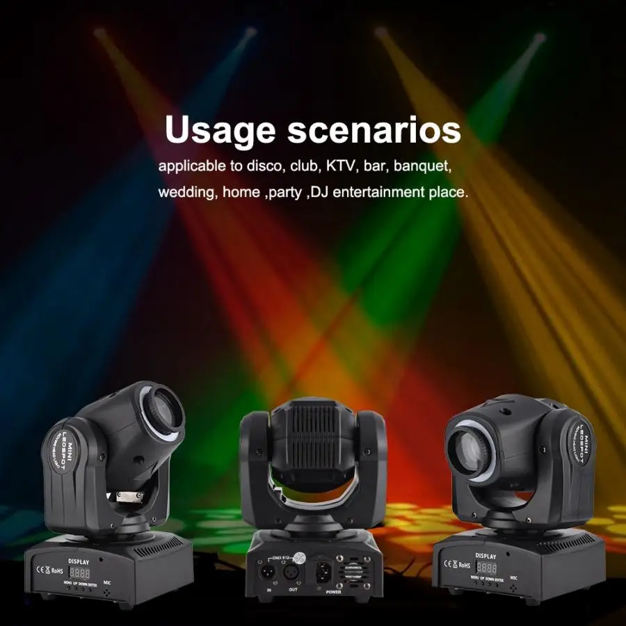 

Disco Light RGBW LED Stage Light DMX DJ Disco Dancing Party Rotated Head Light for Bar KTV EU Plug Projector Christmas Star