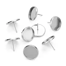 

50pcs Stainless iron Blank Earring Base Cameo Base Fit 6 8 10 12 14 16 20 mm Glass Cabochons Earring Setting Diy Jewelry Making