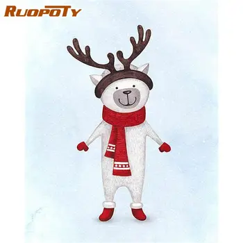 

RUOPOTY Small Deer Animal Painting By Numbers Kids Diy Framed On Canvas Home Wall Decoration Picture By Number Handpainted