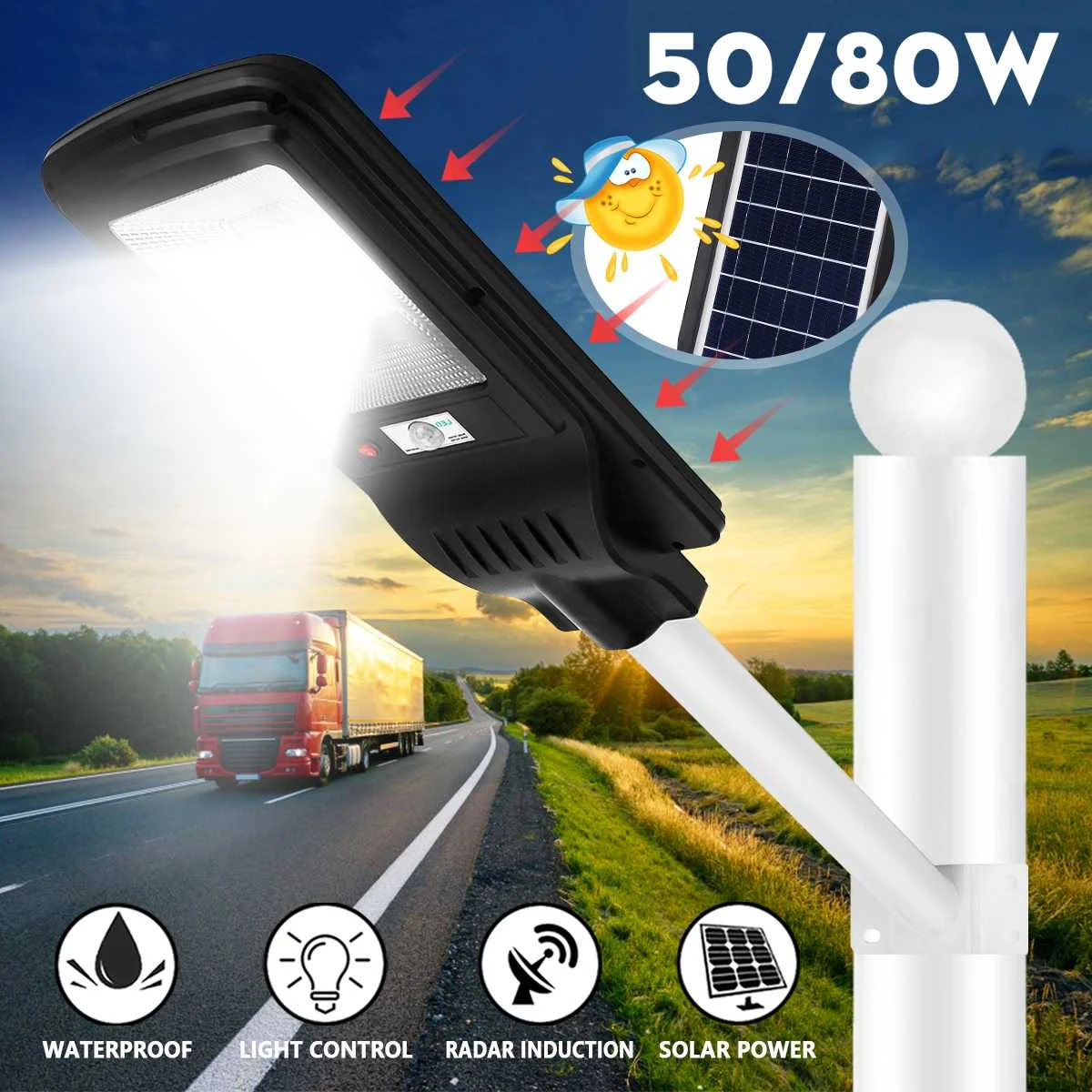 50/80W LED Street Light LED Solar Street Light or Mounting pole Waterproof Road Garden Lamp Street Flood Light Courtyard lamp 50/80W LED Street Light LED Solar Street Light or Mounting pole Waterproof Road Garden Lamp Street Flood Light Courtyard lamp