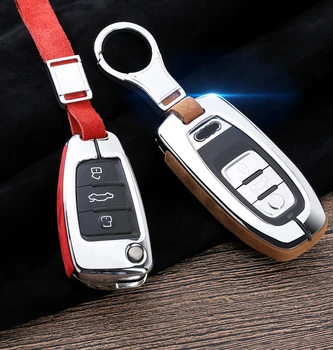 

Car Accessories Car Key Case Cover For Audi A1 A3 A3 8P 8L 8V S3 RS3 Q3 Q7 S3 TT Zinc Alloy+Suede Fur Fob KeyChain For Car Key