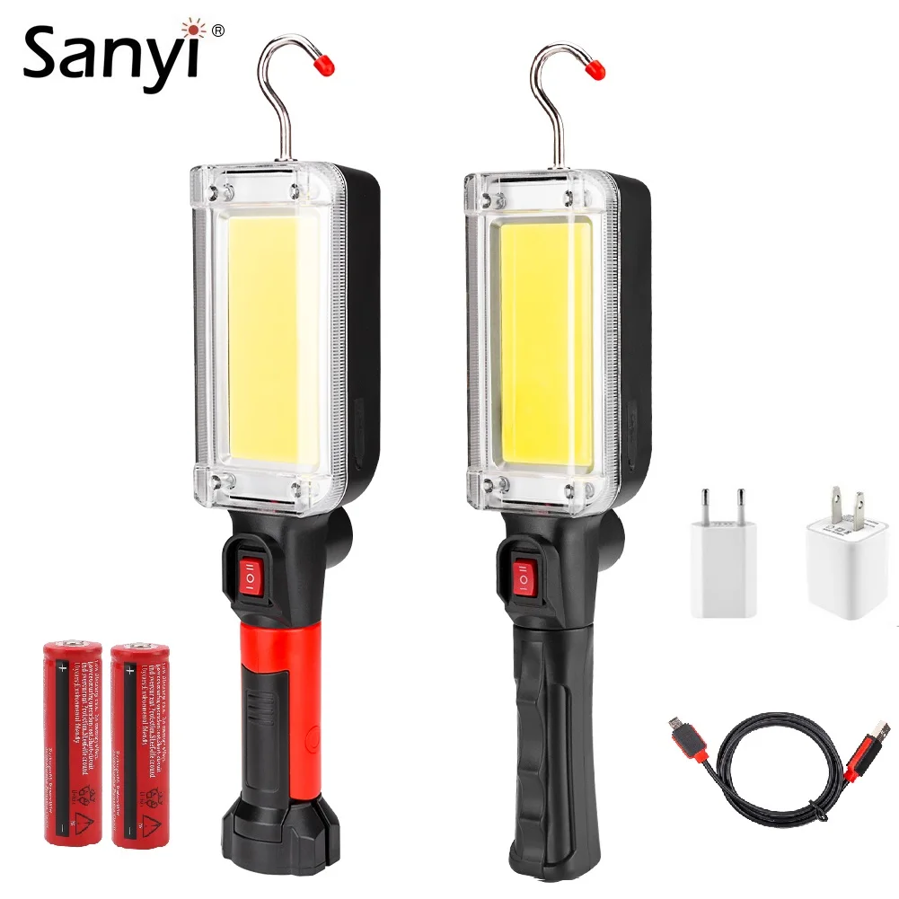 COB LED Work Light Cob Floodlight 700LM USB Rechargeable 18650 Flashlight Led Portable Magnetic Working Light Hook Clip For Camp