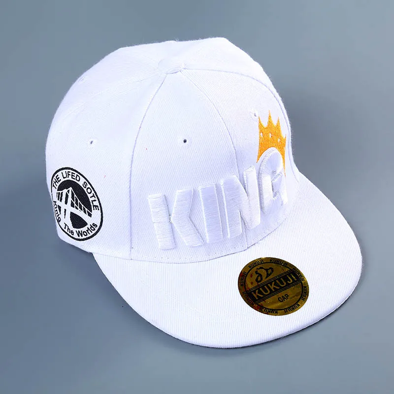 Детская спортивная бейсбольная кепка с надписью «King» и «Crown» для маленьких мальчиков - Цвет: White