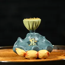 Исин керамика фиолетовый; песок чай Животная скульптура бутик листьев лотоса семя лотоса Крышка чайника, чайника церемоний поставки