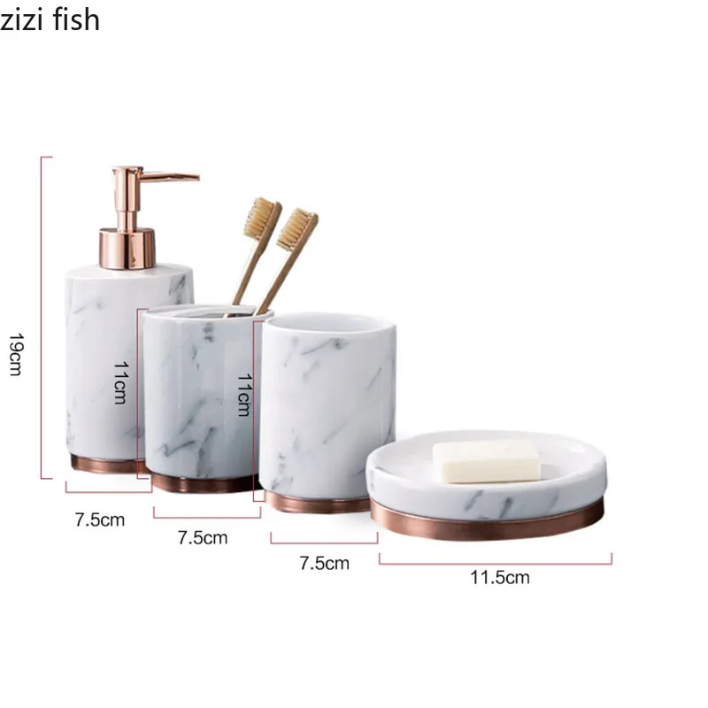Imitation Marble Ceramic Bathroom Sets Soap Dispenser Bathroom Decoration Accessory Accessories Storage