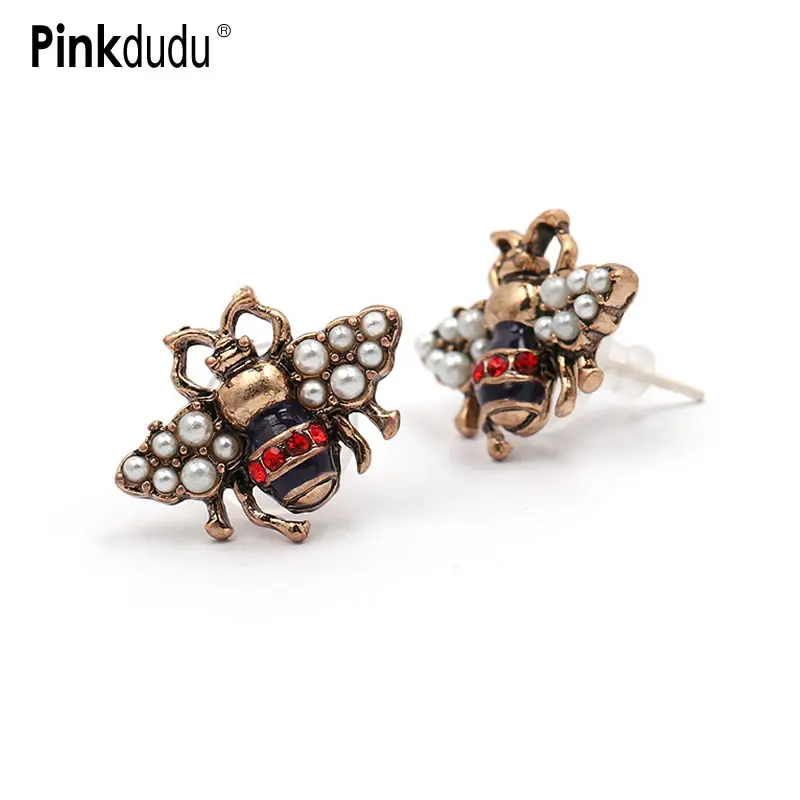 Серьги-подвески Pinkdudu с кристаллами пчелы женские крупные милые ювелирные