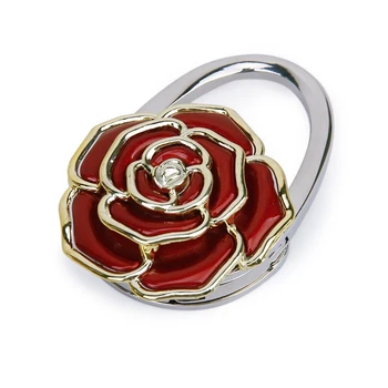 

Folding Handbag/Purse/Bag Hanger Table Hook Hang Holder Rose Flower Shape