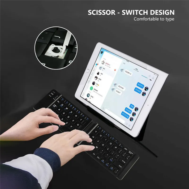 Портативная Складная Bluetooth мини клавиатура складная беспроводная сенсорная