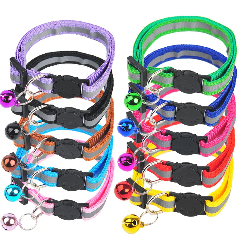 Collar reflectante de seguridad para mascotas, accesorio elástico ajustable, extensible y duradero, de nailon, 10 colores