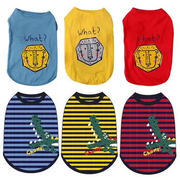 

-Summer Cartoon clothes Dog Vests Casual Stripes Pet clothes Puppies Poodle Schnauzer Teddy Dog Supplies