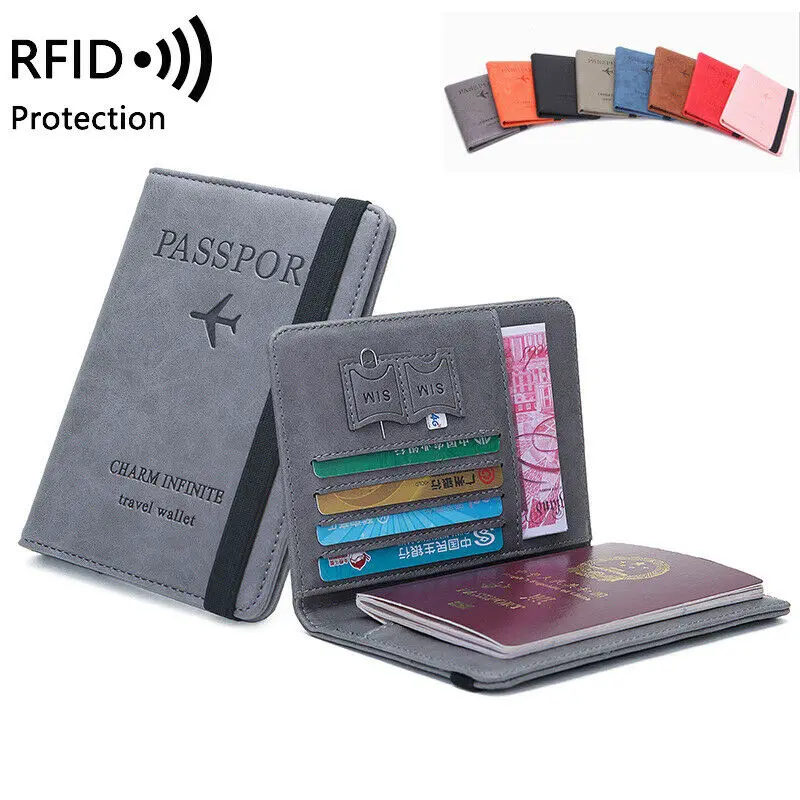 

Slim Leather Travel Passport Wallet Holder RFID Blocking ID Card Case Cover US