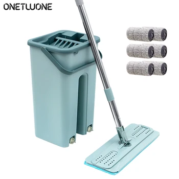 

Professional Microfiber Mop And Bucket Hand Free For Kitchen Laminate Wood Ceramic Tiles Floor Cleaning Household Cleaning Tools