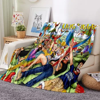 

Flannel Fleece Blanket Anime One Piece Printed Sofa Warm Bed Throw Blanket Adult Cartoon Luffy Plush Throw Bedding Home Textiles