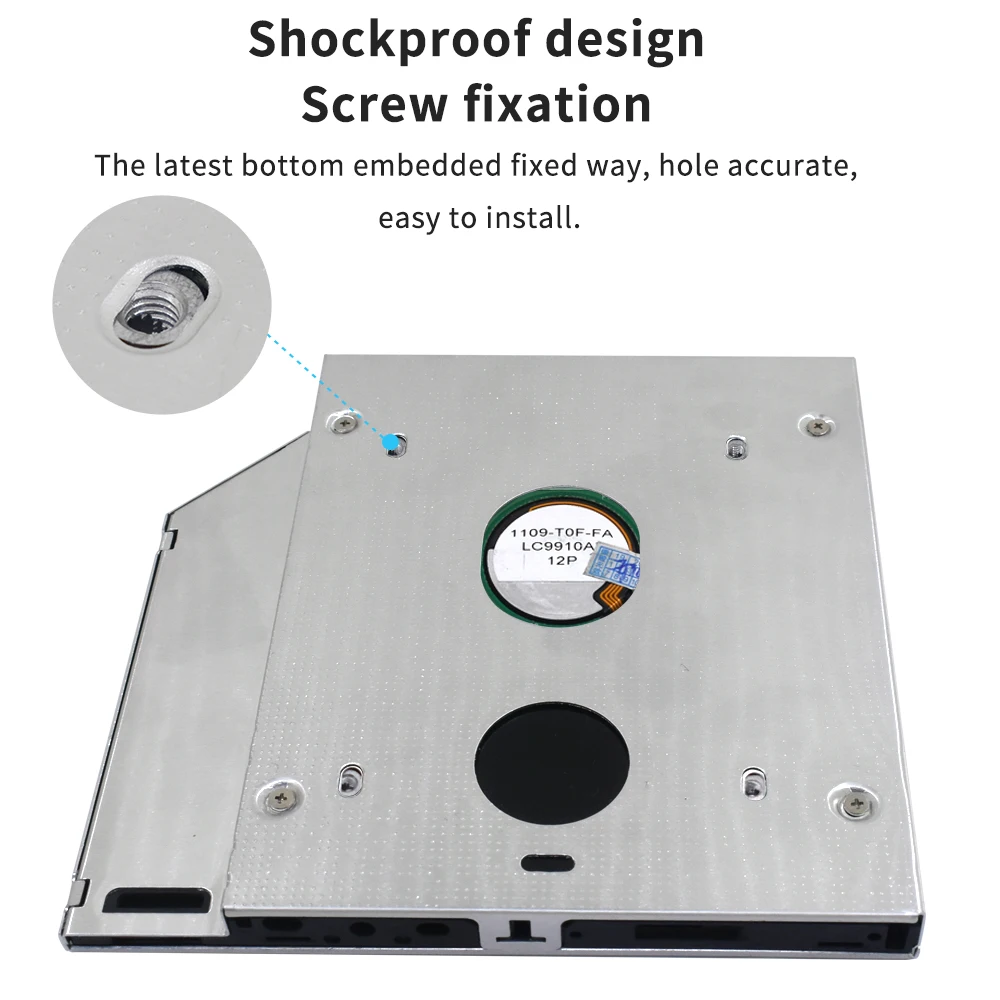 2nd HDD Caddy TISHRIC Aluminum 9.5mm 12.7mm SATA 3.0 Optibay Hard Disk Drive Box Enclosure DVD Adapter Case 2.5 SSD For Laptop