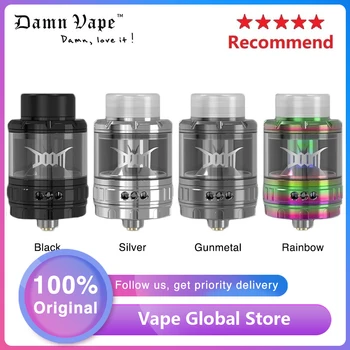 

NEW Damnvape Doom RTA Tank with 4ml Capacity & 0.11ohm/0.13ohm Mesh Coil 3D Liquid Flow System E-cig Vape Atomizer Vs Zeus X