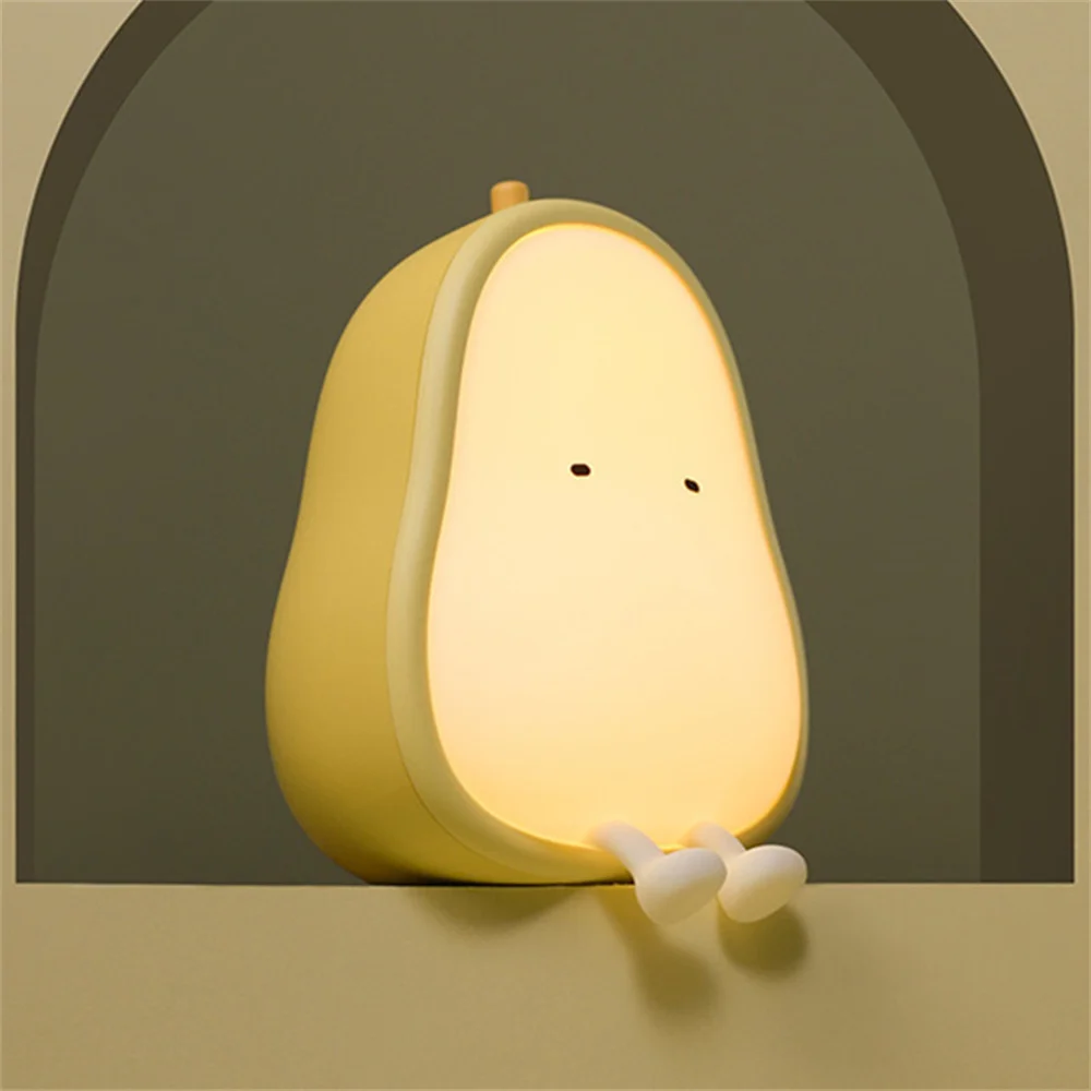 

Touch Dimming LED Pear Night Light USB Charging Table Lamp Bedroom Bedside Decoration Atmosphere Light Kid Gift