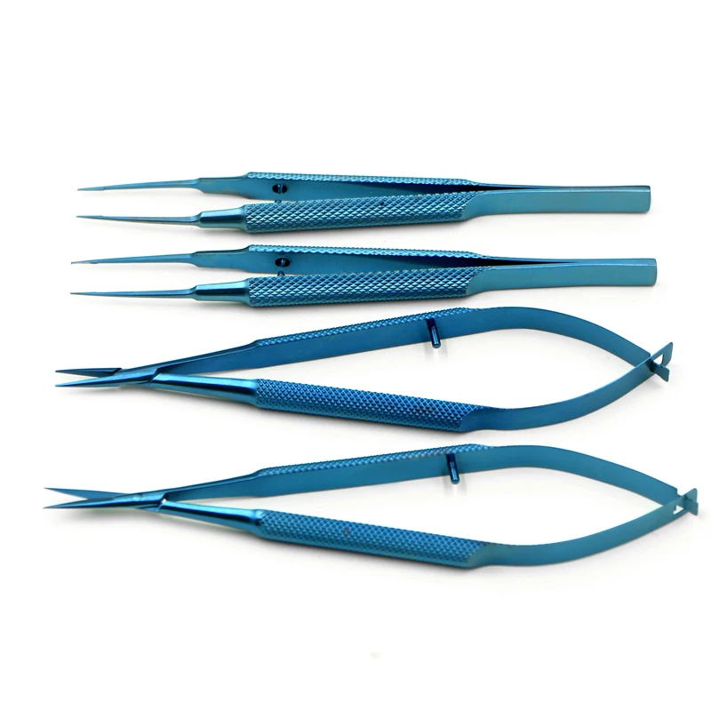 Ophthalmic instruments set forcep needle holder scissor Titanium alloy 12.5cm capsulorhexis forceps cornea scissors ophthalmic tool surgical instruments