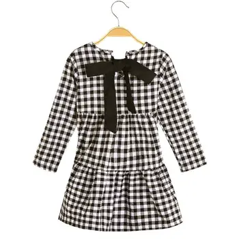 

Plaid dress spring and autumn children's clothing new sweet plaid doll collar dress kids fashion long-sleeved baby girl clothes