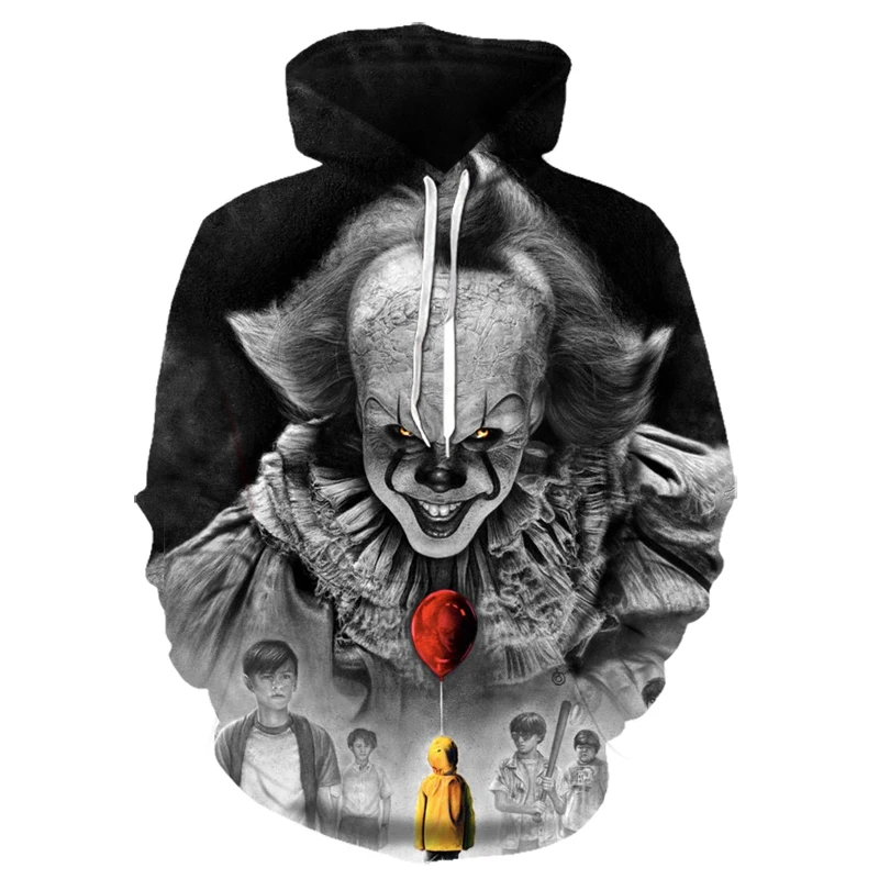 Мужская и Женская толстовка с капюшоном Movie IT Pennywise Joker Stephen King повседневная