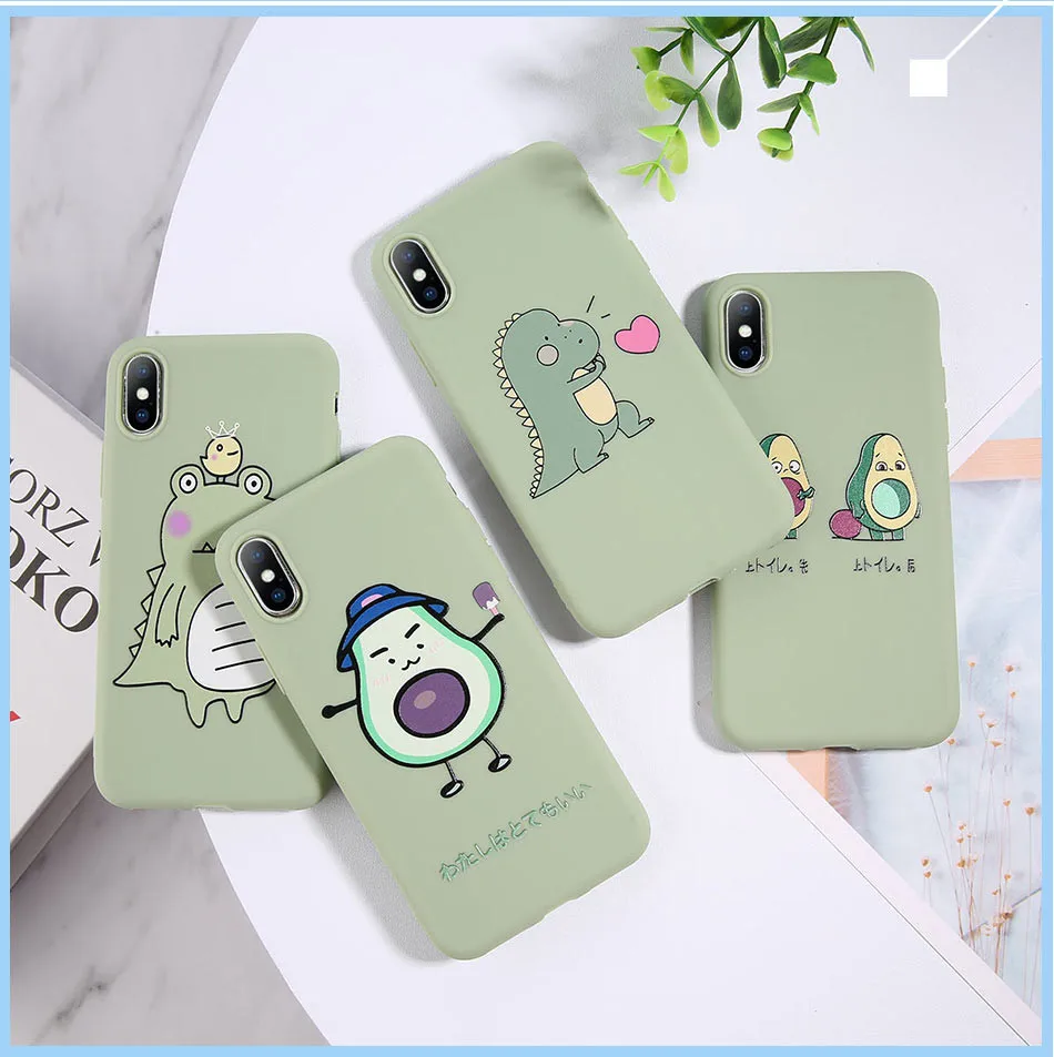 USLION мультяшный динозавр авокадо чехол для телефона для iphone 11 Pro X XR XS MAX 7 6 6S 8 Plus силиконовый чехол с сердечком Мягкий ТПУ чехол