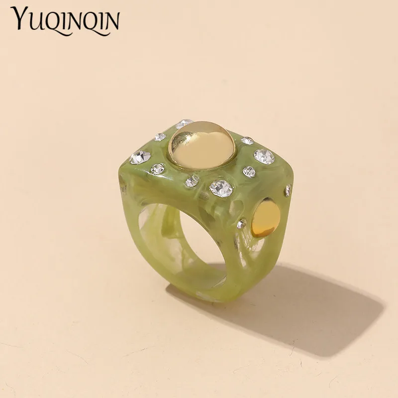 십대 소녀를 위한 여러 가지 빛깔의 빅 펑크 손가락 반지, 빈티지 액세서리 한국 우아한 숙녀 크리스탈 반지 패션 주얼리