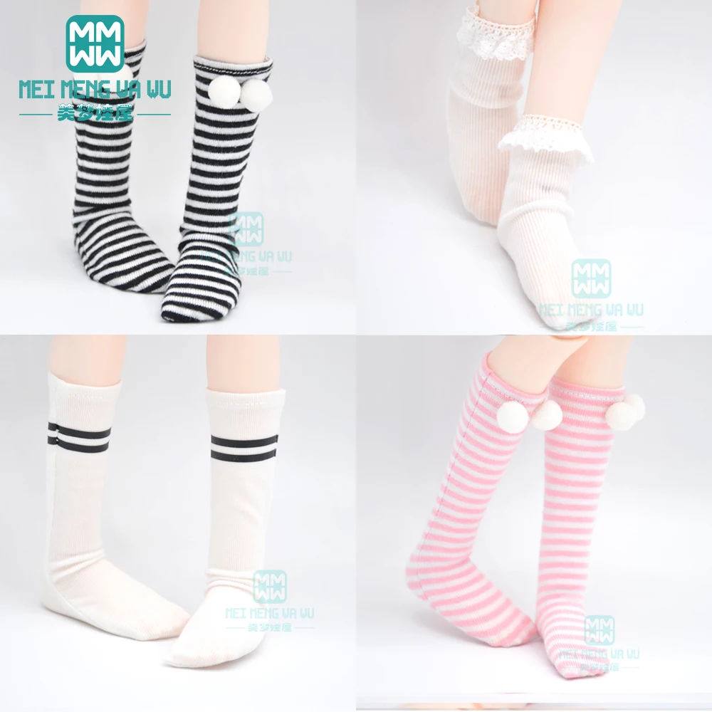 BJD accessories for 27cm-65cm 1/6 1/4 1/3 BJD YOSD DD SD MSD doll fashion Striped socks, long stockings, lace socks