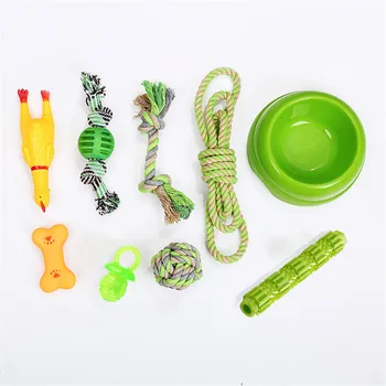 

9Pcs Green Large Dog Toy Sets Chew Rope Toys for Dog Chewing Toys for Dog Outdoor Teeth Clean Toy for Big Dogs