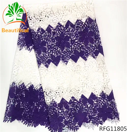 Красивое Африканское кружевное голубое кружевное полотно высокого качества нигерийское гипюровое кружево для свадебных платьев RFG118 - Цвет: RFG11805