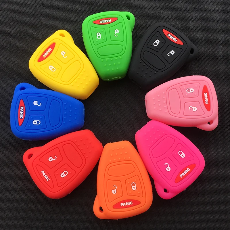 silicone rubber key cover case shell protector for Jeep Wrangler jk Commander Grand Cherokee Chrysler Pacifica Aspen 300 Dodge C |