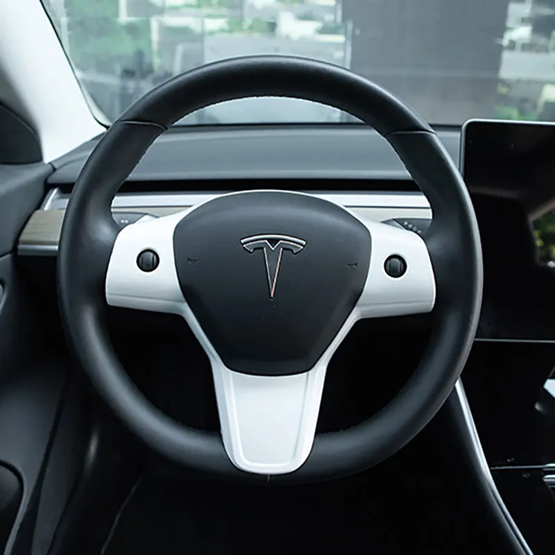 Для Tesla модель 3 18-20 Интегрированный чехол на руль наклейка 4 цвета - Название цвета: White