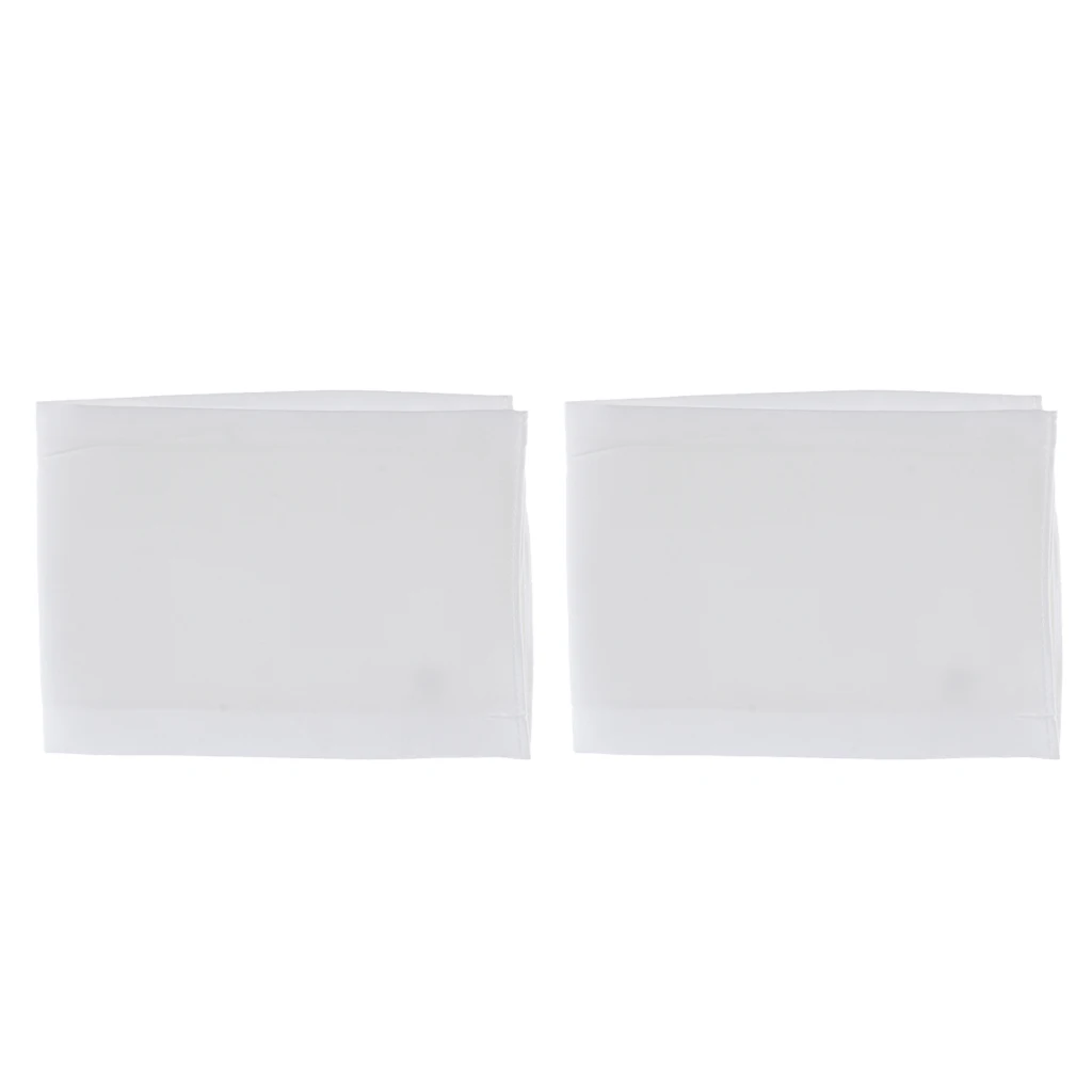 2pcs Mens 100% Mulberry Silk  Square Plain Solid Handkerchief White