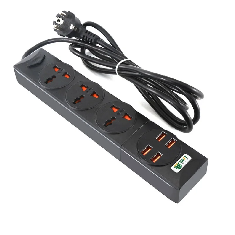 

Extend Cord Power Strip Universal hole Socket 3AC 4USB Charger Ports Extension 2M Power Cord Wall Charging Power EU UK PLUG