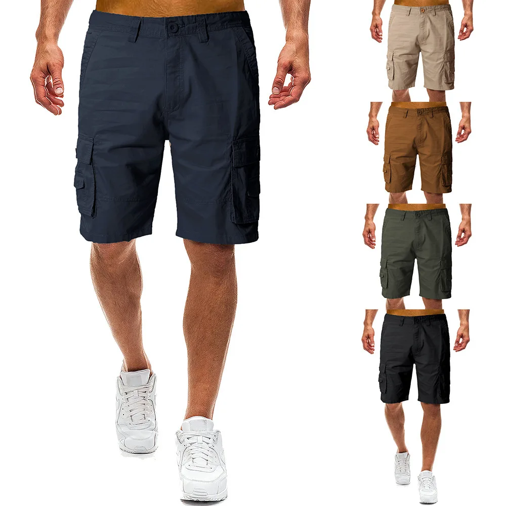 

2019 Summer New Style Solid Color Bib Overall Large Size Loose-Fit Multi-pockets MEN'S Casual Pants DK10