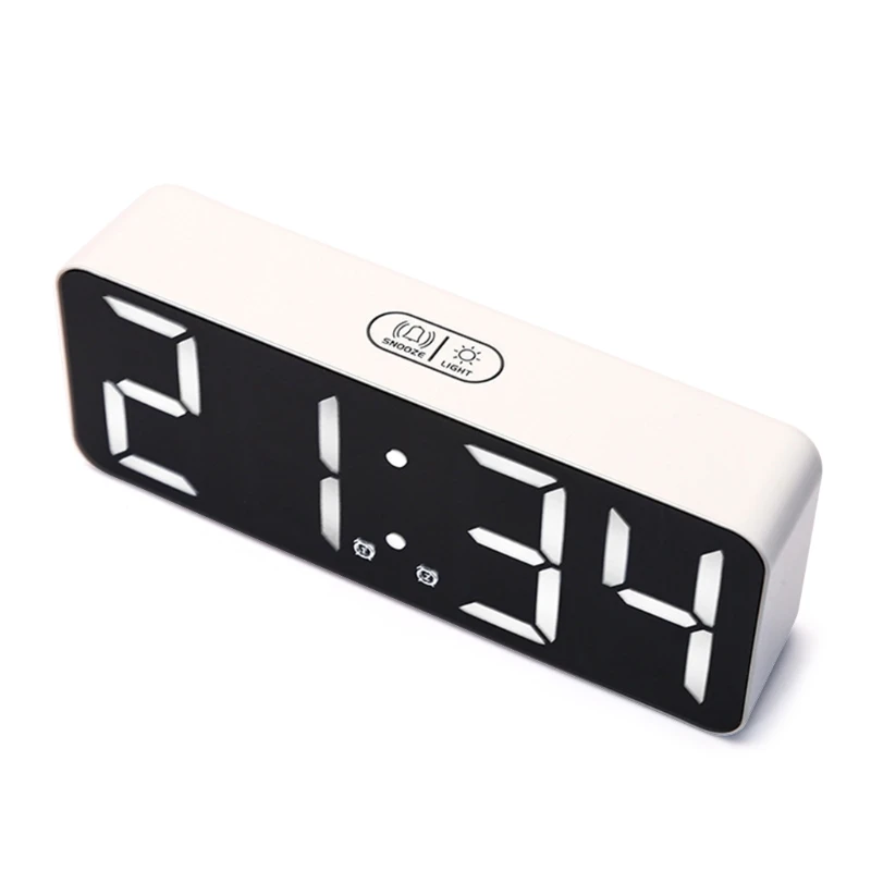 

Alarm Clock LED Alarm Clock w/ 3 Levels Brightness 12/24Hr Snooze Desk Bedroom Bedside Clock Modern Decoration Home