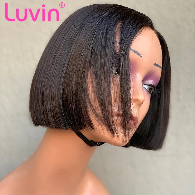 

Luvin Short Bob Lace Front Human hair Wigs Brazilian Straight Lace Frontal Wigs For Black Women Pre Plucked Bleached Knots