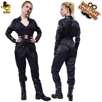 

Adult Women Movie Black Costumes Dress up Halloween Cosplay Superhero Movie Lady's Widow Jumpsuit Costumes