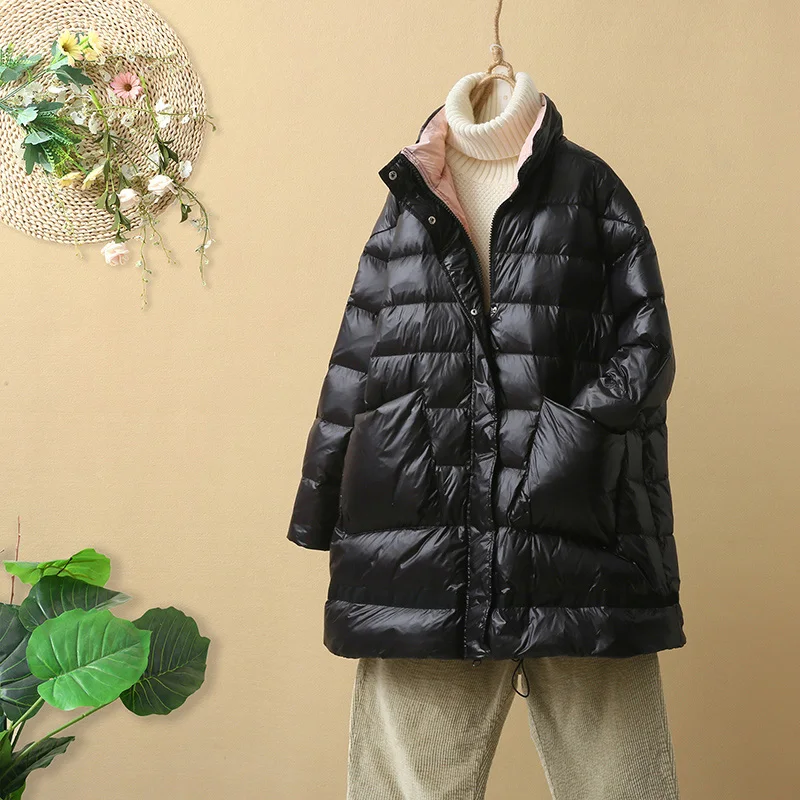 Kopen 2019 Winter Jas Vrouwen 90% Ultra Licht Witte Eend Donsjack Vrouwen Losse Jas Vrouwelijke Warme Korte Down Parka sneeuw Uitloper