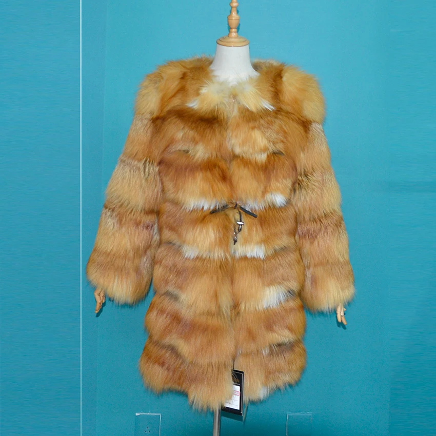 Распродажа, зимнее женское пальто из лисьего меха, толстый теплый мех, полный