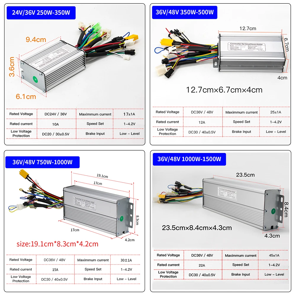 Ebike regulátor 24V 36V 48V 250W 350W 500W 750W 1000W 1500W bezuhlíkový 6 9 12 18 mosfet KT regulátor elektrický jízdní kolo accessorice