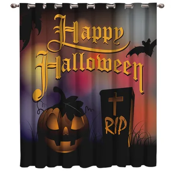 

Happy Halloween Window Treatments Curtains Valance Room Curtains Large Window Window Blinds Living Room Blackout Kitchen Kids