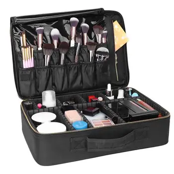 

Professional Cosmetic Makeup Bag Organizer Makeup Boxes Black-L ship from US drop shipping