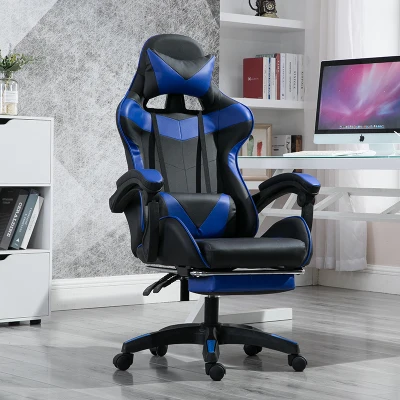 Massage WCG Gaming Chairs High Quality  Computer Chairs Swivel Lifting up Gaming Chair for Internet Cafe Blue with Footrest