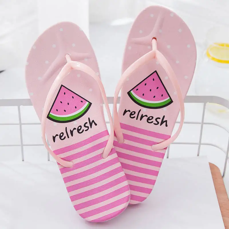 

Watermelon Flip-flops Women's Summer Students Outer Wear Korean-style Soft-Sole Anti-slip Flip-flop Split Toe Seaside Beach Slip