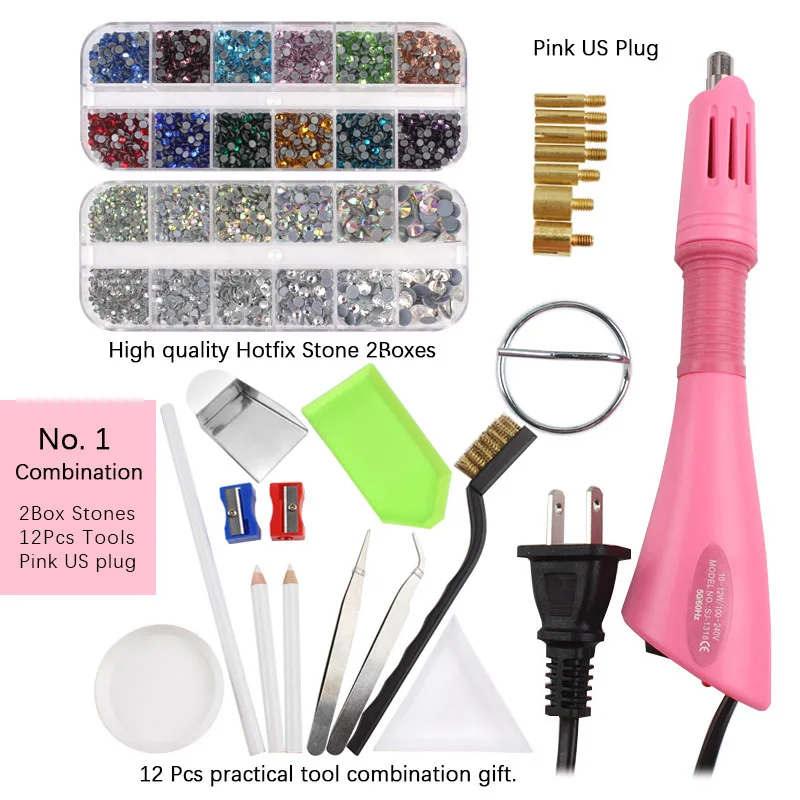 Hot Fix Rhinestone Applicator Wand Pink Iron on Hot Fix Crystal