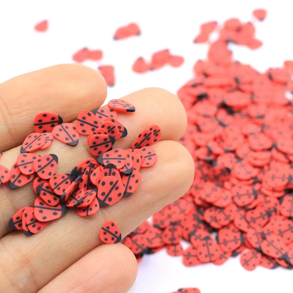 6*7MM Ladybug Animal Slice Cute Polymer Clay Insect Bug Sprinkles Red Black Nail Art Crafts | Дом и сад